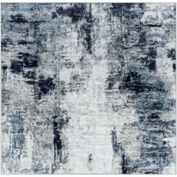 Livabliss Wanderlust-Abstract Blue Grey Black Modern Marble Living Dining Bedroom Rug in Navy - Size: 200 cm x 200 cm - thumbnail 2
