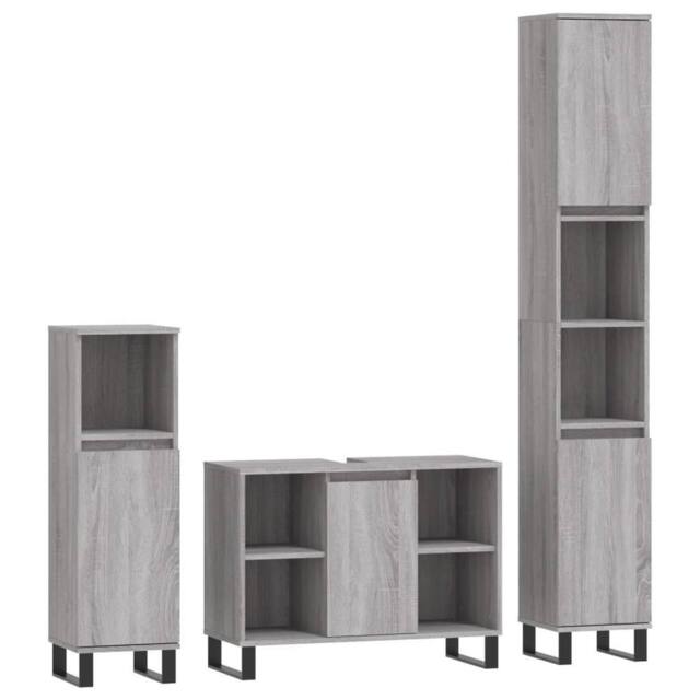 Berkfield Home 3 Piece Bathroom Furniture Set Grey Sonoma Engineered Wood - image 1