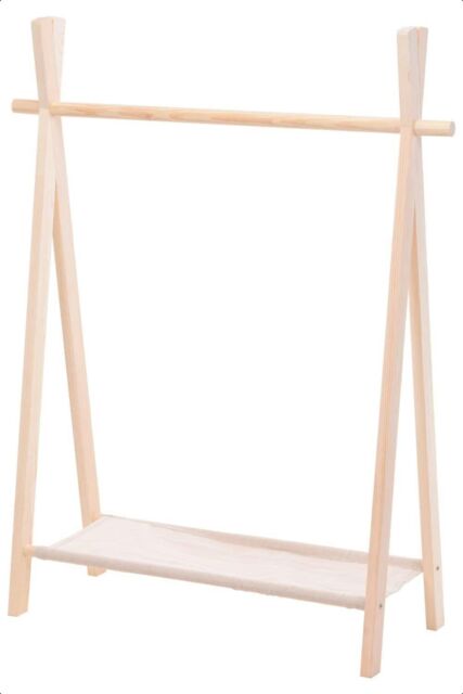 idooka Childrens Clothes Rail Hanging Wardrobe Storage Wooden Kids Boys Girls Dress Up in Natural - image 1