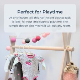 idooka Childrens Clothes Rail Hanging Wardrobe Storage Wooden Kids Boys Girls Dress Up in Natural - thumbnail 5