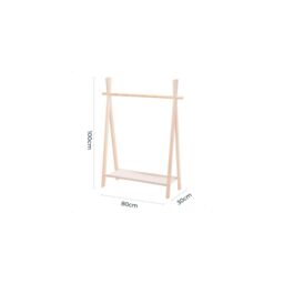 idooka Childrens Clothes Rail Hanging Wardrobe Storage Wooden Kids Boys Girls Dress Up in Natural - thumbnail 3