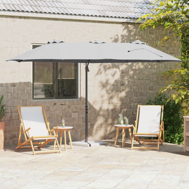 Berkfield Home Garden Cantilever Parasol with Lock Sand 372 x 198 x 253 cm in Brown - image 1