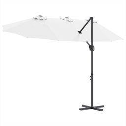 Berkfield Home Garden Cantilever Parasol with Lock Sand 372 x 198 x 253 cm in Brown - thumbnail 8