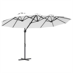 Berkfield Home Garden Cantilever Parasol with Lock Sand 372 x 198 x 253 cm in Brown - thumbnail 2