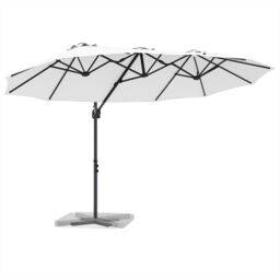 Berkfield Home Garden Cantilever Parasol with Lock Sand 372 x 198 x 253 cm in Brown - thumbnail 3