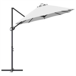 Berkfield Home Garden Cantilever Parasol with Lock Sand 372 x 198 x 253 cm in Brown - thumbnail 6