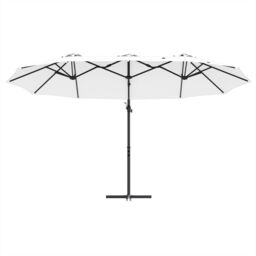 Berkfield Home Garden Cantilever Parasol with Lock Sand 372 x 198 x 253 cm in Brown - thumbnail 5