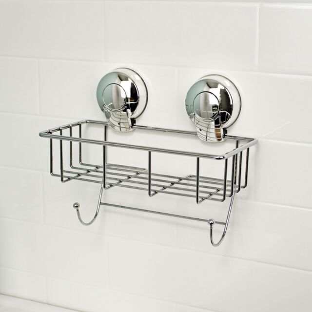 Showerdrape Suctionloc Chrome Steel Suction Wall Mounted Sponge Basket in Silver - image 1