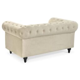 Bravich LTD Chesterfield Scroll Arm Velvet Sofa Buttoned Back Living Room Settee in Beige - Size: 3 Seater - thumbnail 6