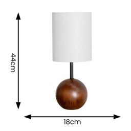 ValueLights Brandon White Tall Linen Lamp Shade Dark Walnut Wood Ball Table Lamp with Bulb in Brown - thumbnail 4