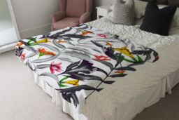 Benjamin Tate Design Monochrome Leaves Blanket in Natural - Size: 120 cm x 150 cm - thumbnail 3