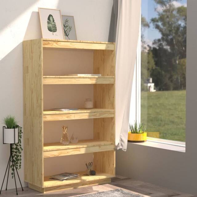 Berkfield Home Beautiful Book Cabinet/Room Divider 80x35x135 cm Solid Pinewood in Light Tan - Size: 80 x 35 x 135 cm - image 1