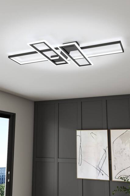 Geometric Black Frame LED Ceiling Light - image 1