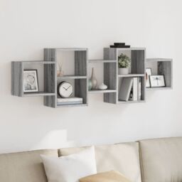 Berkfield Home Wall Shelf Grey Sonoma 129x18x42 cm Engineered Wood - Size: 129 x 18 x 42 cm - thumbnail 1