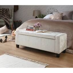 FORGEVIO Ottoman Seat Bench soft Silver Crushed Velvet storage bedding box - thumbnail 3