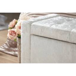 FORGEVIO Ottoman Seat Bench soft Silver Crushed Velvet storage bedding box - thumbnail 4