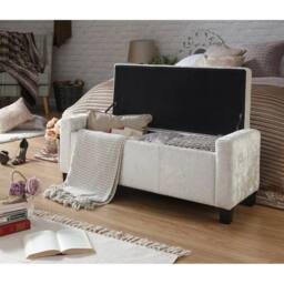FORGEVIO Ottoman Seat Bench soft Silver Crushed Velvet storage bedding box - thumbnail 2