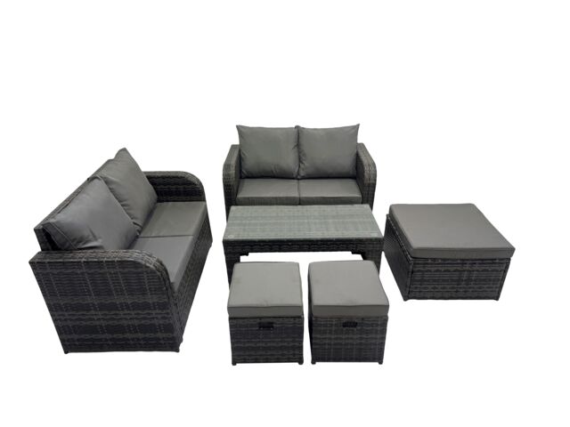 Fimous Garden Outdoor Furniture Set with 3 Stools Dark Grey Mixed - image 1