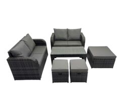 Fimous Garden Outdoor Furniture Set with 3 Stools Dark Grey Mixed - thumbnail 1
