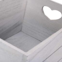 Red Hamper Vintage Effect Heart Cut Handle Wooden Storage Crate in Grey - Size: Small - thumbnail 5