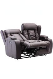 More4Homes Caesar Manual Recliner Bonded Leather 2+3 Seater Sofa Set in Brown - thumbnail 5