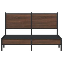 Berkfield Home Metal Bed Frame without Mattress Brown Oak 137x190 cm - thumbnail 5