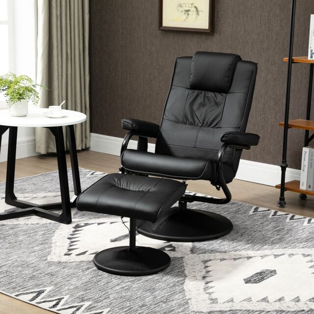 HOMCOM Massage Recliner Chair Cushioned Ottoman 10 Point Vibration in Black - image 1