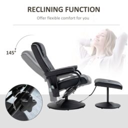HOMCOM Massage Recliner Chair Cushioned Ottoman 10 Point Vibration in Black - thumbnail 6