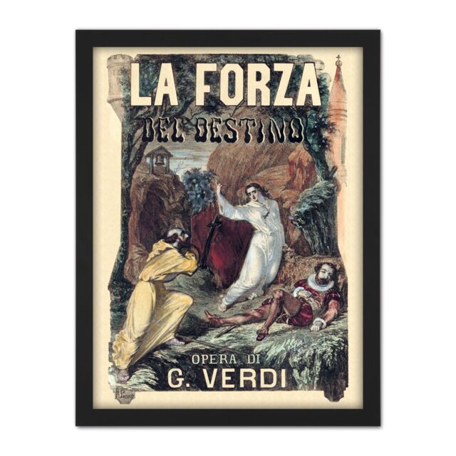 "Artery8 Wall Art Print Lecocq Verdi Force Destiny Opera Advert Large Framed Wall Décor Art in White - Size: W18"" x H24""" - image 1