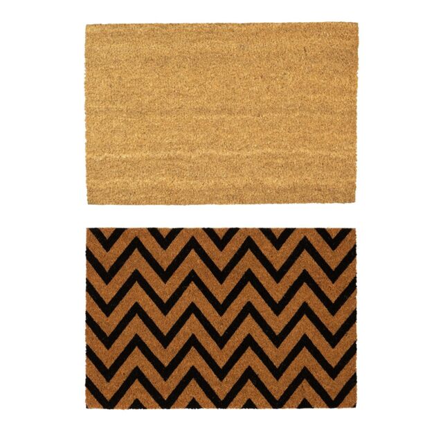 Nicola Spring Coir Door Mat Set - 60 x 40cm - Zig Zag - Size: 40 cm x 60 cm - image 1