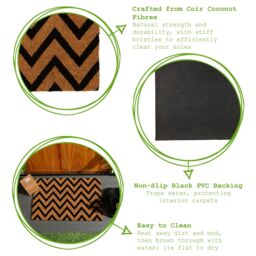 Nicola Spring Coir Door Mat Set - 60 x 40cm - Zig Zag - Size: 40 cm x 60 cm - thumbnail 2