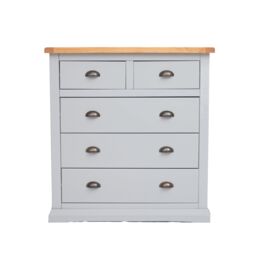 Cabinet Bits Loreo 5 Drawer Chest of Drawers Brass Cup Handle in Light Grey - thumbnail 1
