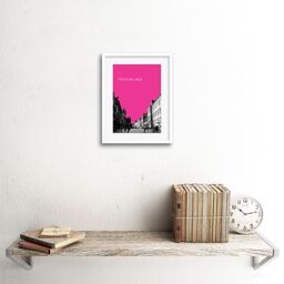 "Artery8 Wall Art Print Royal Mile Edinburgh Scotland Famous Street Pink Framed Art in White - Size: W7"" x H9""" - thumbnail 2