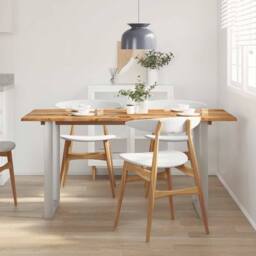 Berkfield Home Sturdy Dining Table 154x80x76 cm Solid Acacia Wood in Brown - Size: 154 x 80 x 76 cm - thumbnail 1