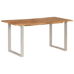 Berkfield Home Sturdy Dining Table 154x80x76 cm Solid Acacia Wood in Brown - Size: 154 x 80 x 76 cm - thumbnail 3