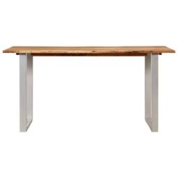 Berkfield Home Sturdy Dining Table 154x80x76 cm Solid Acacia Wood in Brown - Size: 154 x 80 x 76 cm - thumbnail 4