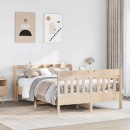 Berkfield Home Bed Frame without Mattress 160x200 cm Solid Wood Pine in Light Tan - thumbnail 2