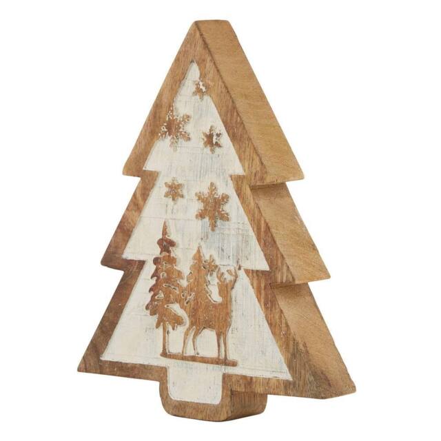 Sostter Rustic Wooden Winter Scene Ornament in Brown - Size: 15 cm - image 1
