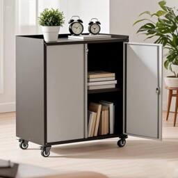 Havendro Lockable Metal Storage Cabinet Shelves Garage Office School in Silver - thumbnail 5
