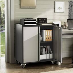 Havendro Lockable Metal Storage Cabinet Shelves Garage Office School in Silver - thumbnail 4