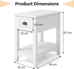 Gymax Retro Side Table Nightstand End Table With 1 Drawer & Solid Wood Legs in White - thumbnail 3