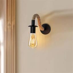 SPETLEK Retro Vintage Industrial Wall Light Metal Rope Sconce Bedroom in Brown - thumbnail 3