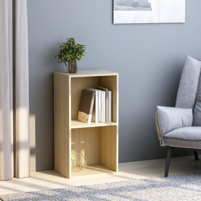 Berkfield Home 2-Tier Book Cabinet Sonoma Oak 40x30x76.5 cm Engineered Wood in Brown - image 1