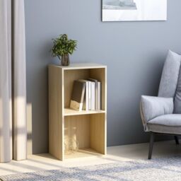 Berkfield Home 2-Tier Book Cabinet Sonoma Oak 40x30x76.5 cm Engineered Wood in Brown - thumbnail 1