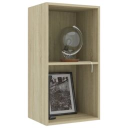 Berkfield Home 2-Tier Book Cabinet Sonoma Oak 40x30x76.5 cm Engineered Wood in Brown - thumbnail 3