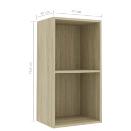 Berkfield Home 2-Tier Book Cabinet Sonoma Oak 40x30x76.5 cm Engineered Wood in Brown - thumbnail 6