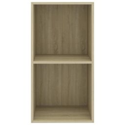 Berkfield Home 2-Tier Book Cabinet Sonoma Oak 40x30x76.5 cm Engineered Wood in Brown - thumbnail 4