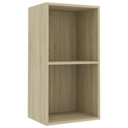 Berkfield Home 2-Tier Book Cabinet Sonoma Oak 40x30x76.5 cm Engineered Wood in Brown - thumbnail 2