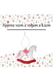VFM e-Store Christmas Tree Decoration Rocking Horse 10x10. 5x2 in Pink - thumbnail 2