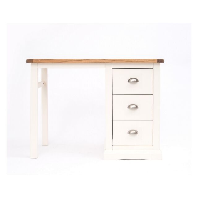 Cabinet Bits Cosenza 3 Drawer Desk - Dressing Table Chrome Cup Handle in Off-White - image 1